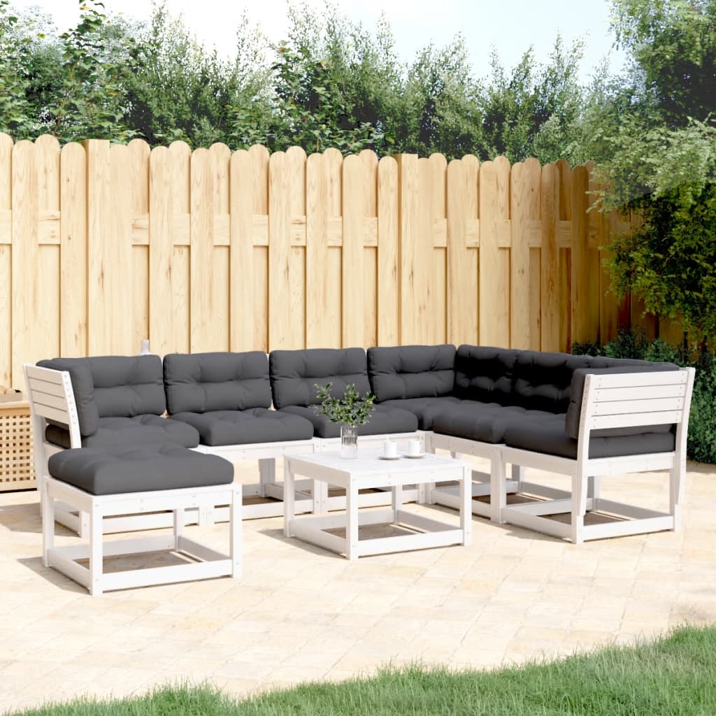 7-delige Loungeset met kussens massief grenenhout wit is nu te koop bij PeponiXL, paradijselijk wonen!