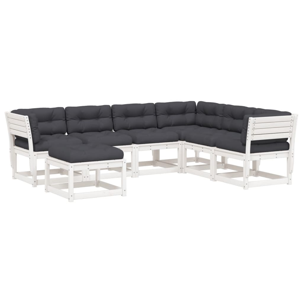 7-delige Loungeset met kussens massief grenenhout wit is nu te koop bij PeponiXL, paradijselijk wonen!