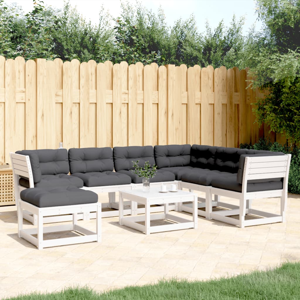 7-delige Loungeset met kussens massief grenenhout wit is nu te koop bij PeponiXL, paradijselijk wonen!