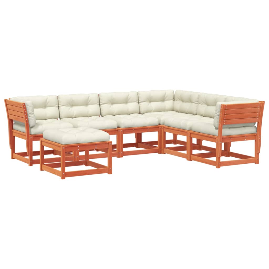 7-delige Loungeset met kussens massief grenenhout wasbruin is nu te koop bij PeponiXL, paradijselijk wonen!