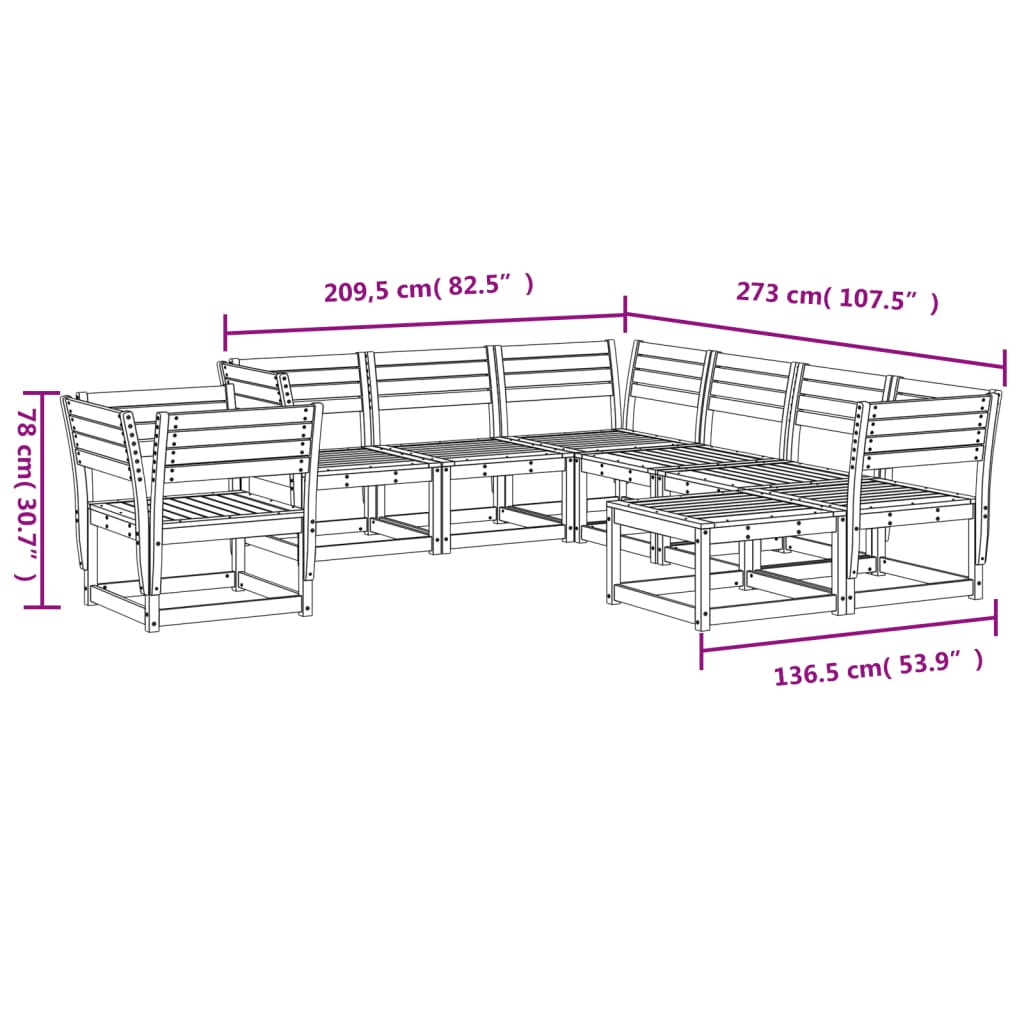 8-delige Loungeset massief grenenhout is nu te koop bij PeponiXL, paradijselijk wonen!