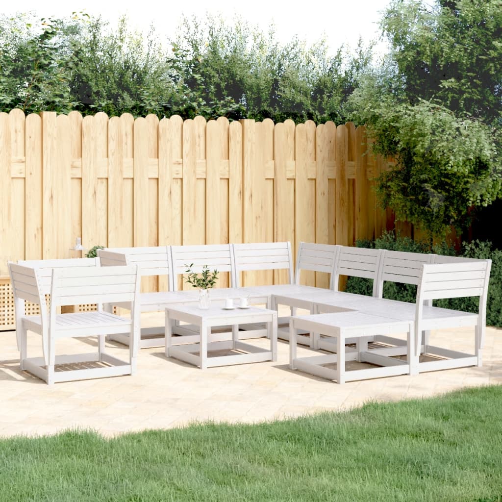8-delige Loungeset massief grenenhout wit is nu te koop bij PeponiXL, paradijselijk wonen!