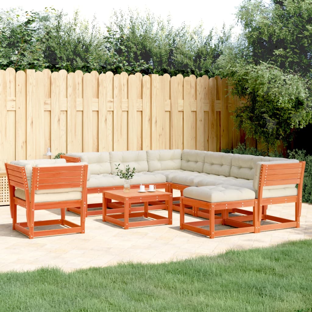 8-delige Loungeset met kussens massief grenenhout wasbruin is nu te koop bij PeponiXL, paradijselijk wonen!