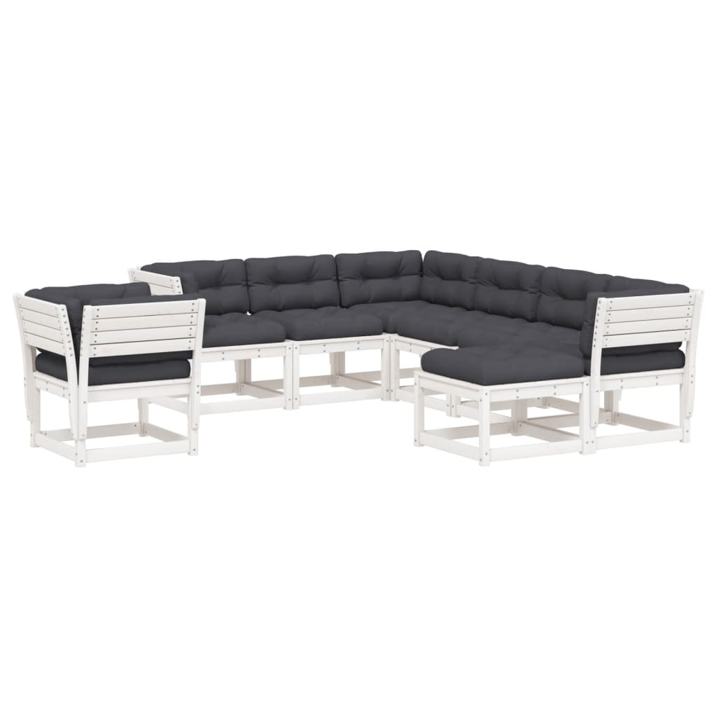 8-delige Loungeset met kussens massief grenenhout wit is nu te koop bij PeponiXL, paradijselijk wonen!