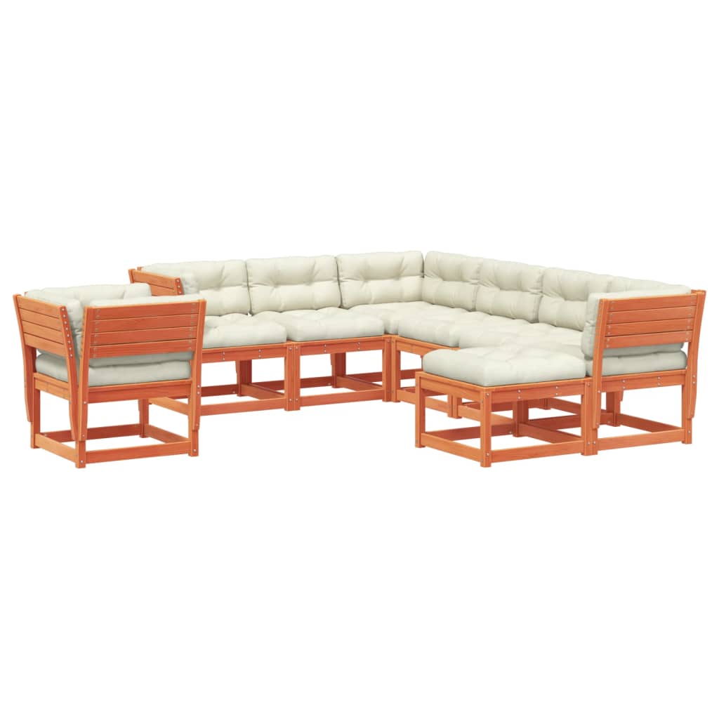 8-delige Loungeset met kussens massief grenenhout wasbruin is nu te koop bij PeponiXL, paradijselijk wonen!