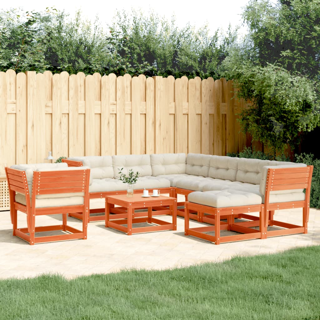 8-delige Loungeset met kussens massief grenenhout wasbruin is nu te koop bij PeponiXL, paradijselijk wonen!