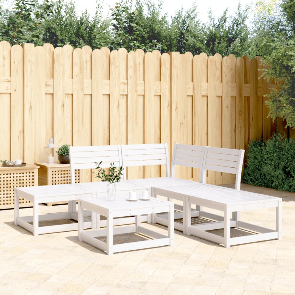 5-delige Loungeset massief grenenhout wit is nu te koop bij PeponiXL, paradijselijk wonen!