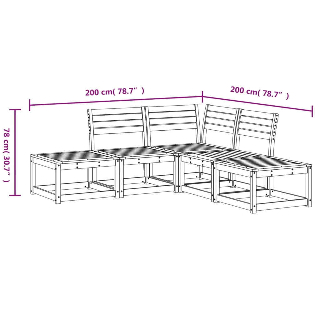 5-delige Loungeset massief grenenhout wasbruin is nu te koop bij PeponiXL, paradijselijk wonen!