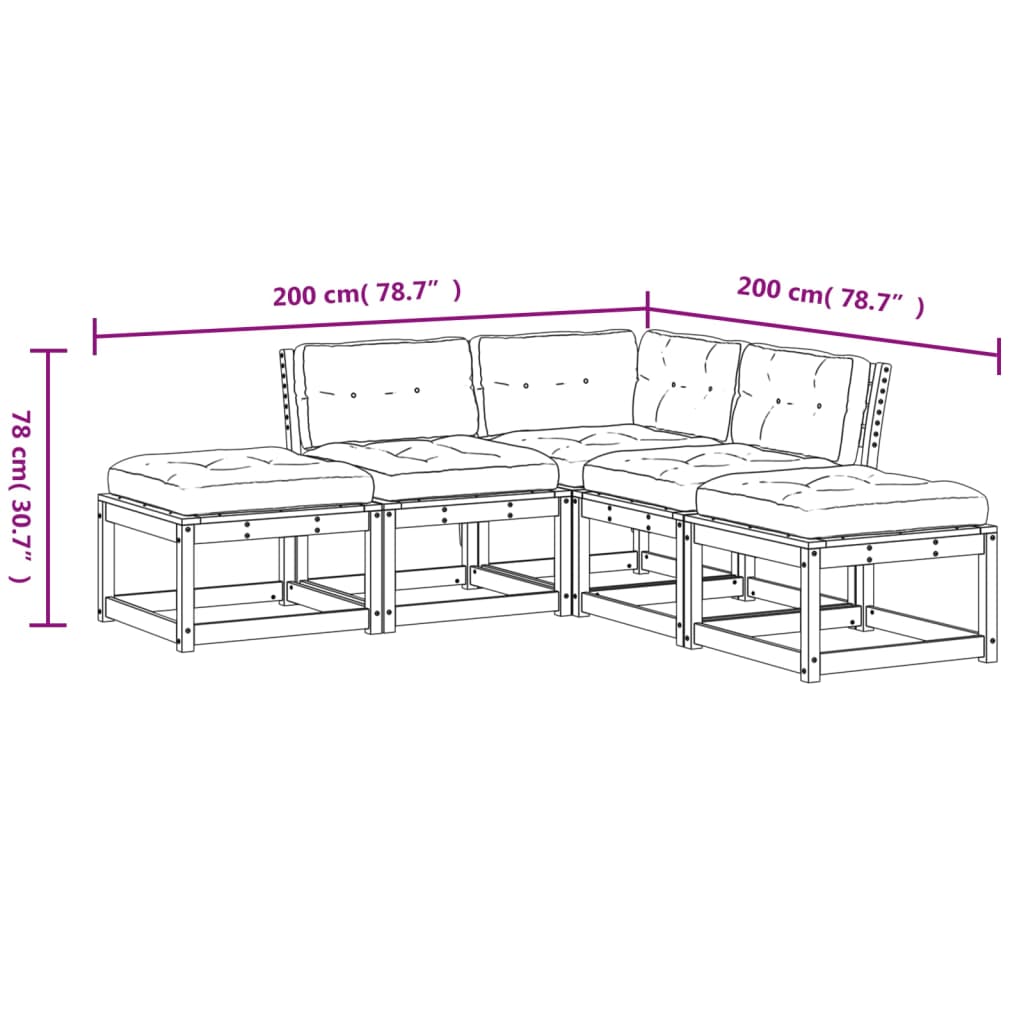 5-delige Loungeset met kussens massief grenenhout wit is nu te koop bij PeponiXL, paradijselijk wonen!