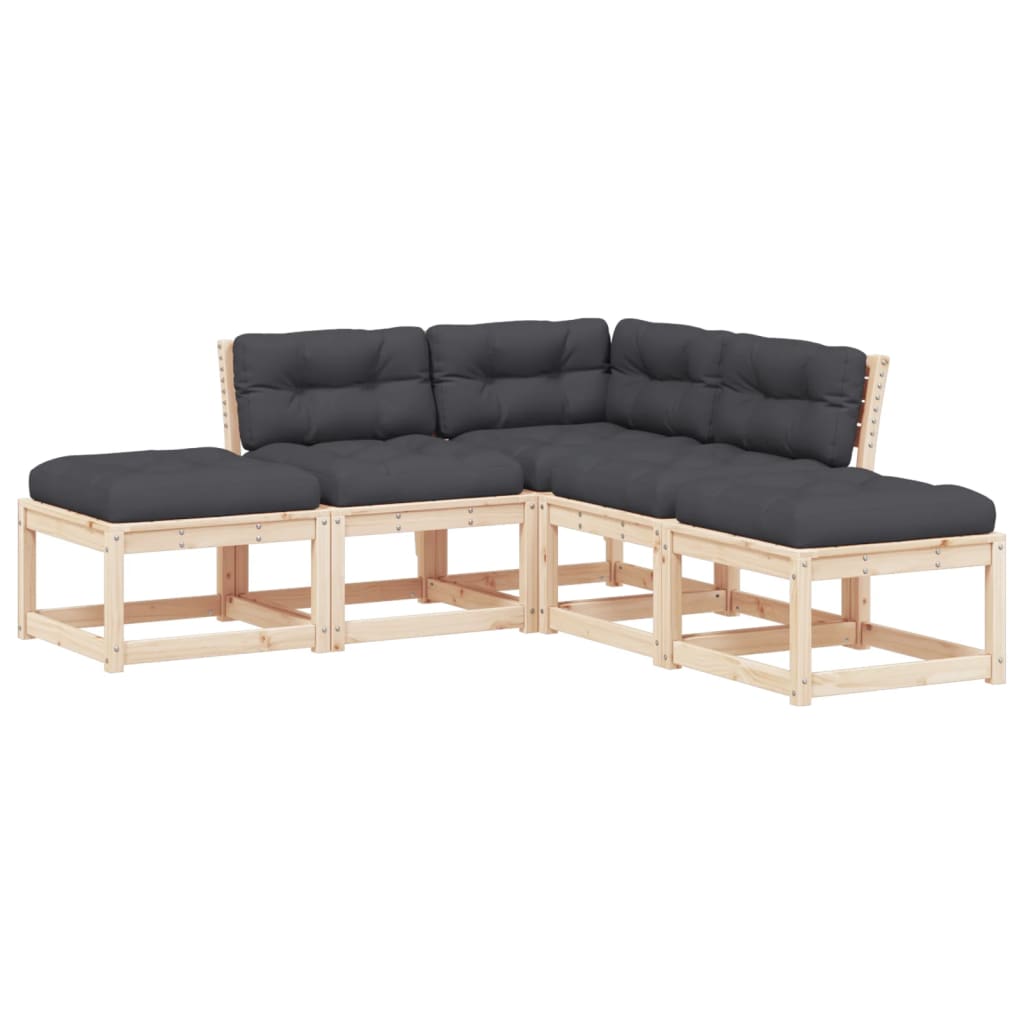 5-delige Loungeset met kussens massief grenenhout is nu te koop bij PeponiXL, paradijselijk wonen!