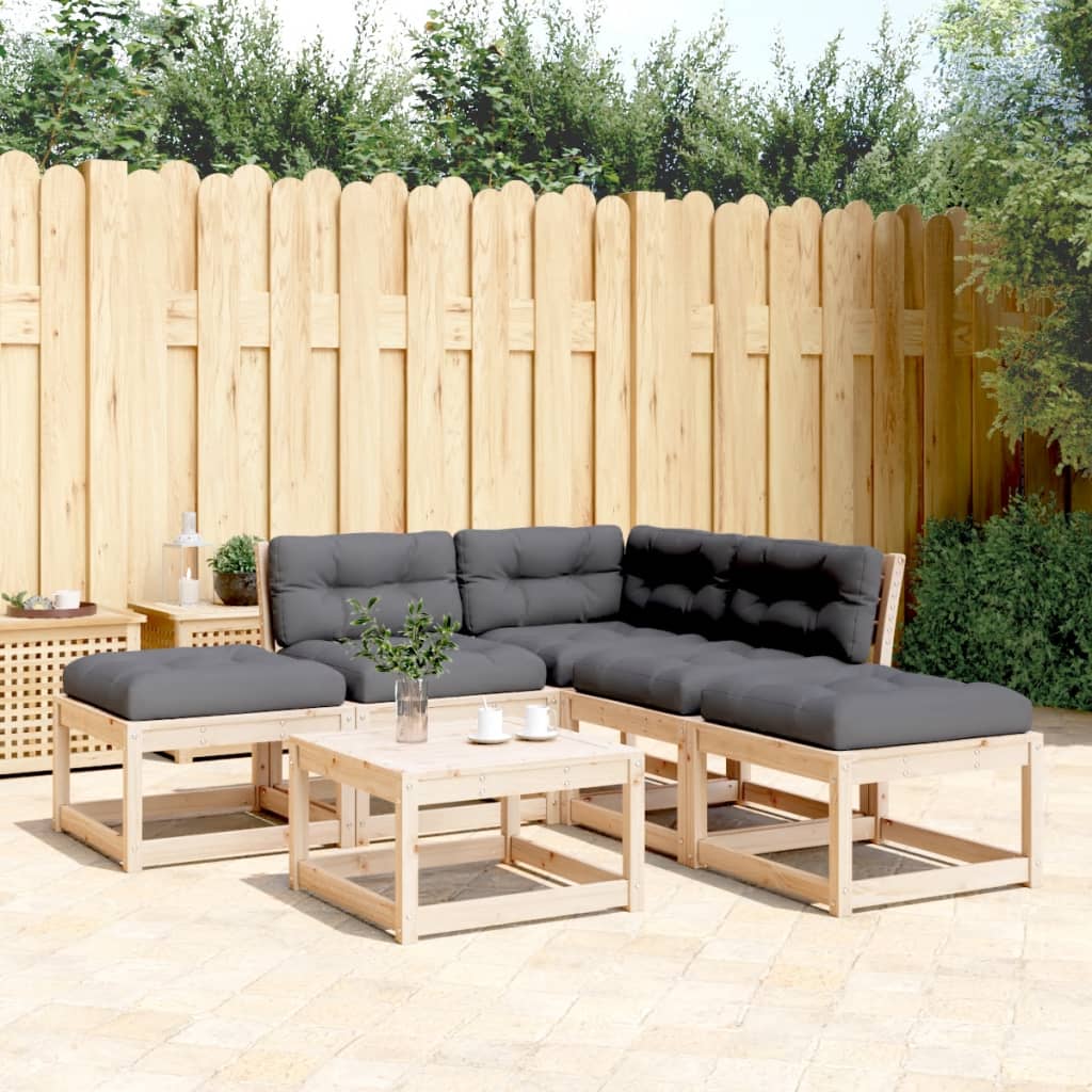 5-delige Loungeset met kussens massief grenenhout is nu te koop bij PeponiXL, paradijselijk wonen!
