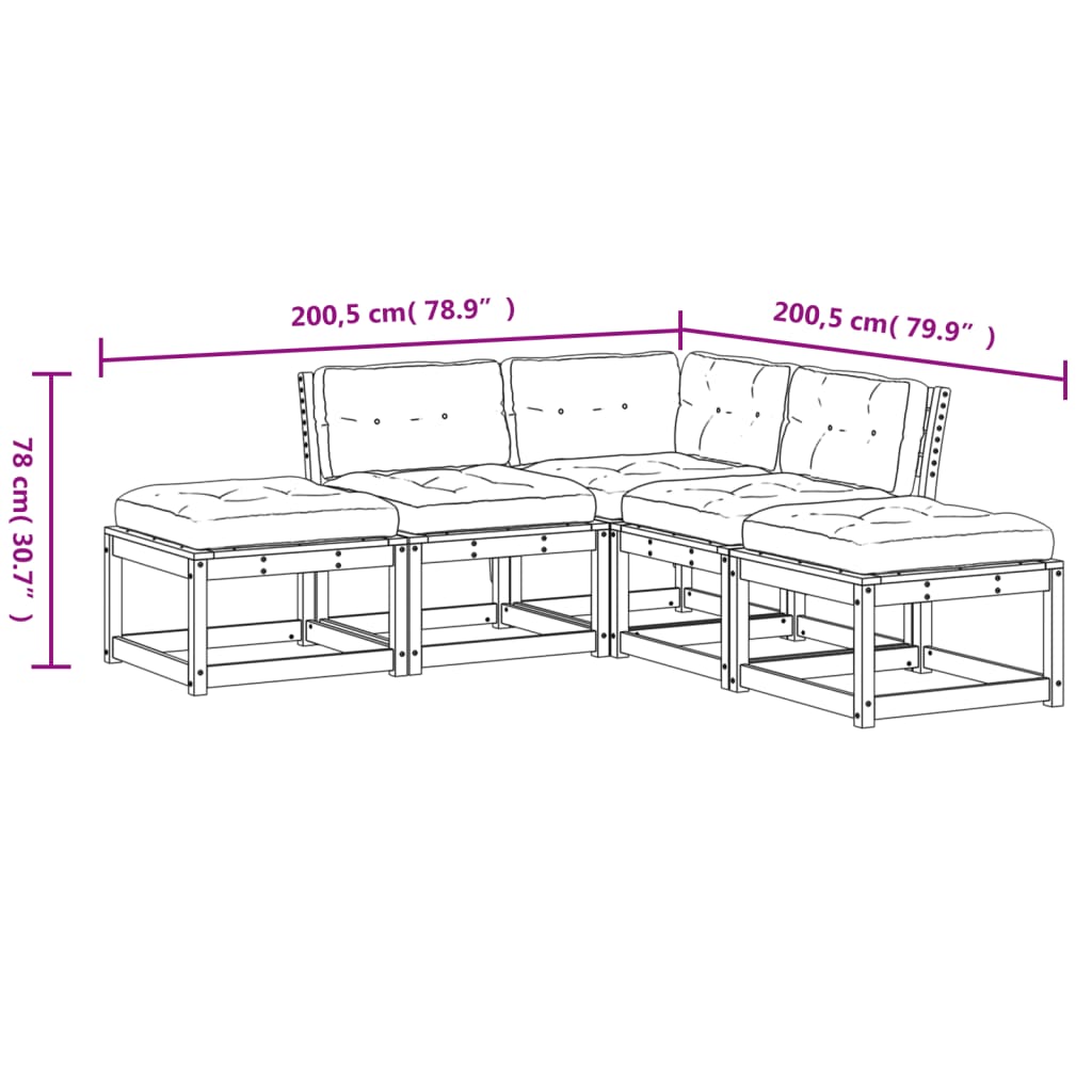 5-delige Loungeset met kussens massief grenenhout wit is nu te koop bij PeponiXL, paradijselijk wonen!