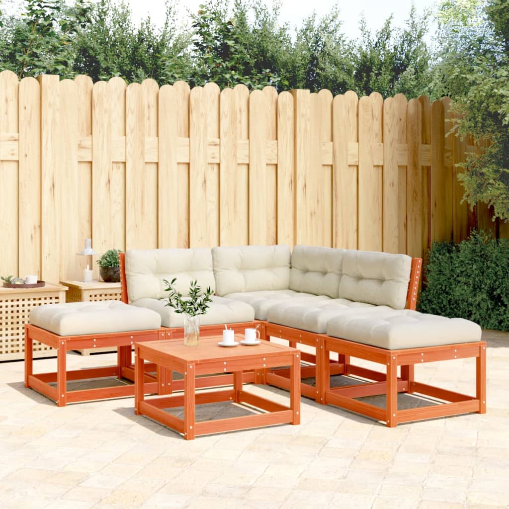 5-delige Loungeset met kussens massief grenenhout wasbruin is nu te koop bij PeponiXL, paradijselijk wonen!