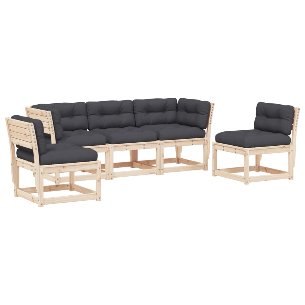 5-delige Loungeset met kussens massief grenenhout is nu te koop bij PeponiXL, paradijselijk wonen!