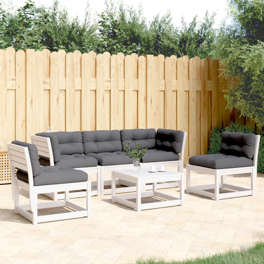 5-delige Loungeset met kussens massief grenenhout wit is nu te koop bij PeponiXL, paradijselijk wonen!