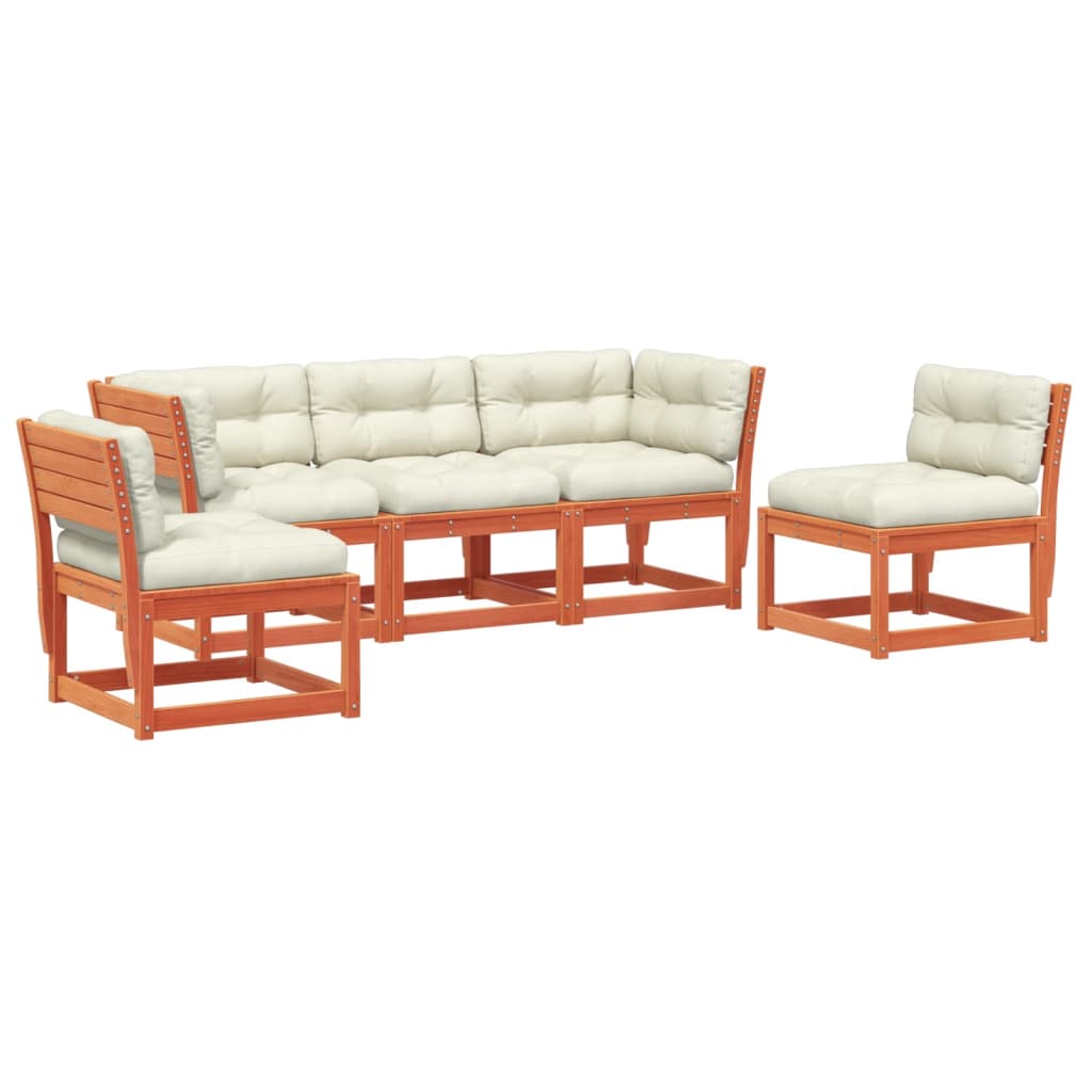 5-delige Loungeset met kussens massief grenenhout wasbruin is nu te koop bij PeponiXL, paradijselijk wonen!