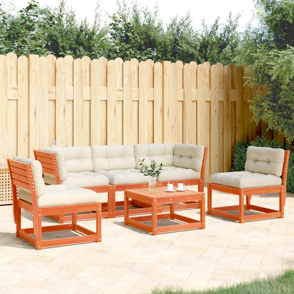 5-delige Loungeset met kussens massief grenenhout wasbruin is nu te koop bij PeponiXL, paradijselijk wonen!