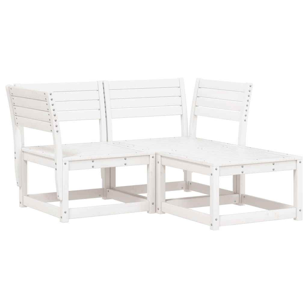 3-delige Loungeset massief grenenhout wit is nu te koop bij PeponiXL, paradijselijk wonen!