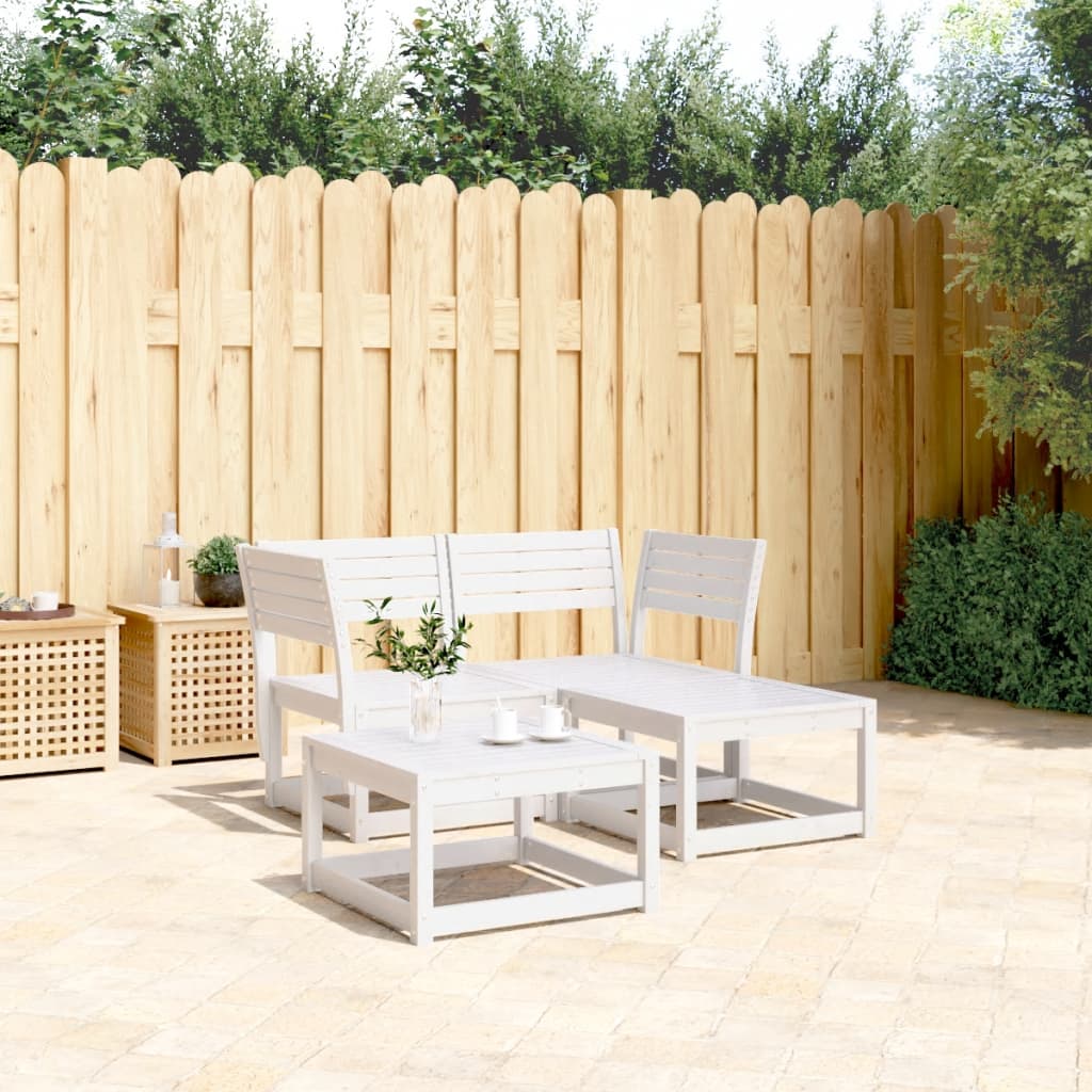 3-delige Loungeset massief grenenhout wit is nu te koop bij PeponiXL, paradijselijk wonen!