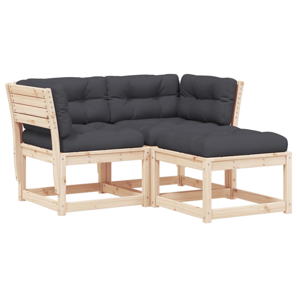 3-delige Loungeset met kussens massief grenenhout is nu te koop bij PeponiXL, paradijselijk wonen!