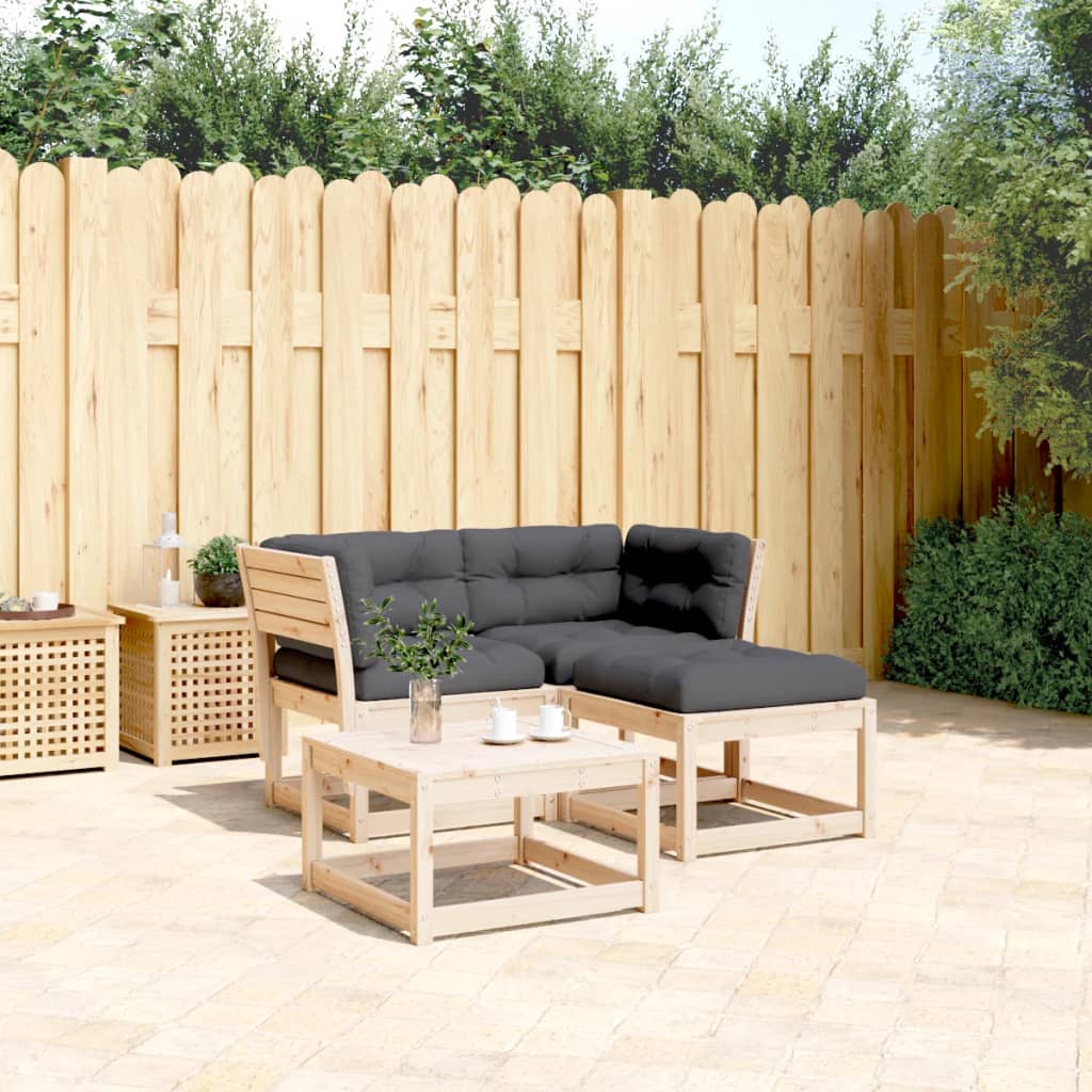 3-delige Loungeset met kussens massief grenenhout is nu te koop bij PeponiXL, paradijselijk wonen!
