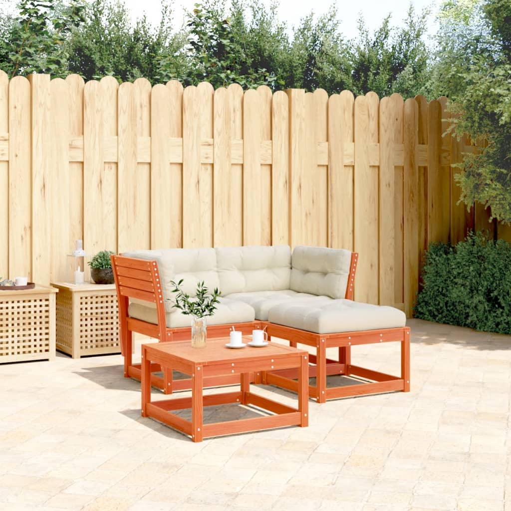 3-delige Loungeset met kussens massief grenenhout wasbruin is nu te koop bij PeponiXL, paradijselijk wonen!