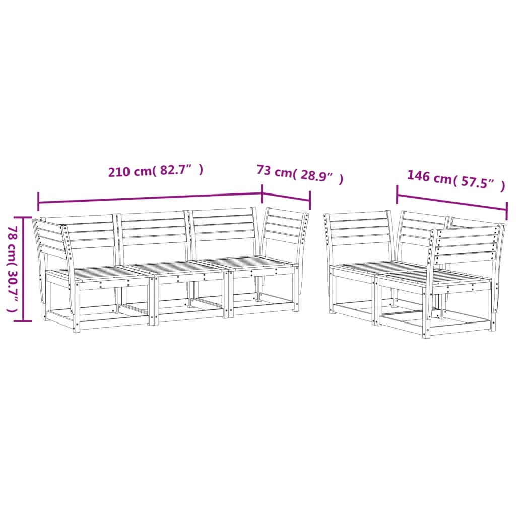 5-delige Loungeset massief grenenhout is nu te koop bij PeponiXL, paradijselijk wonen!