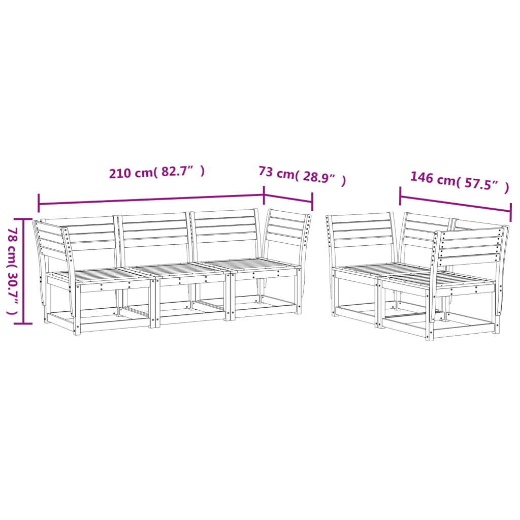 5-delige Loungeset massief grenenhout wit is nu te koop bij PeponiXL, paradijselijk wonen!