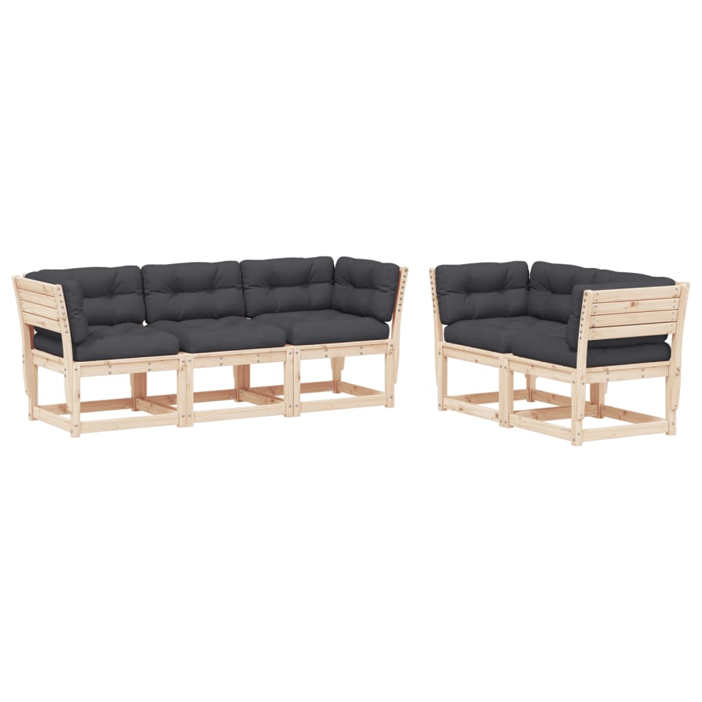 5-delige Loungeset met kussens massief grenenhout is nu te koop bij PeponiXL, paradijselijk wonen!