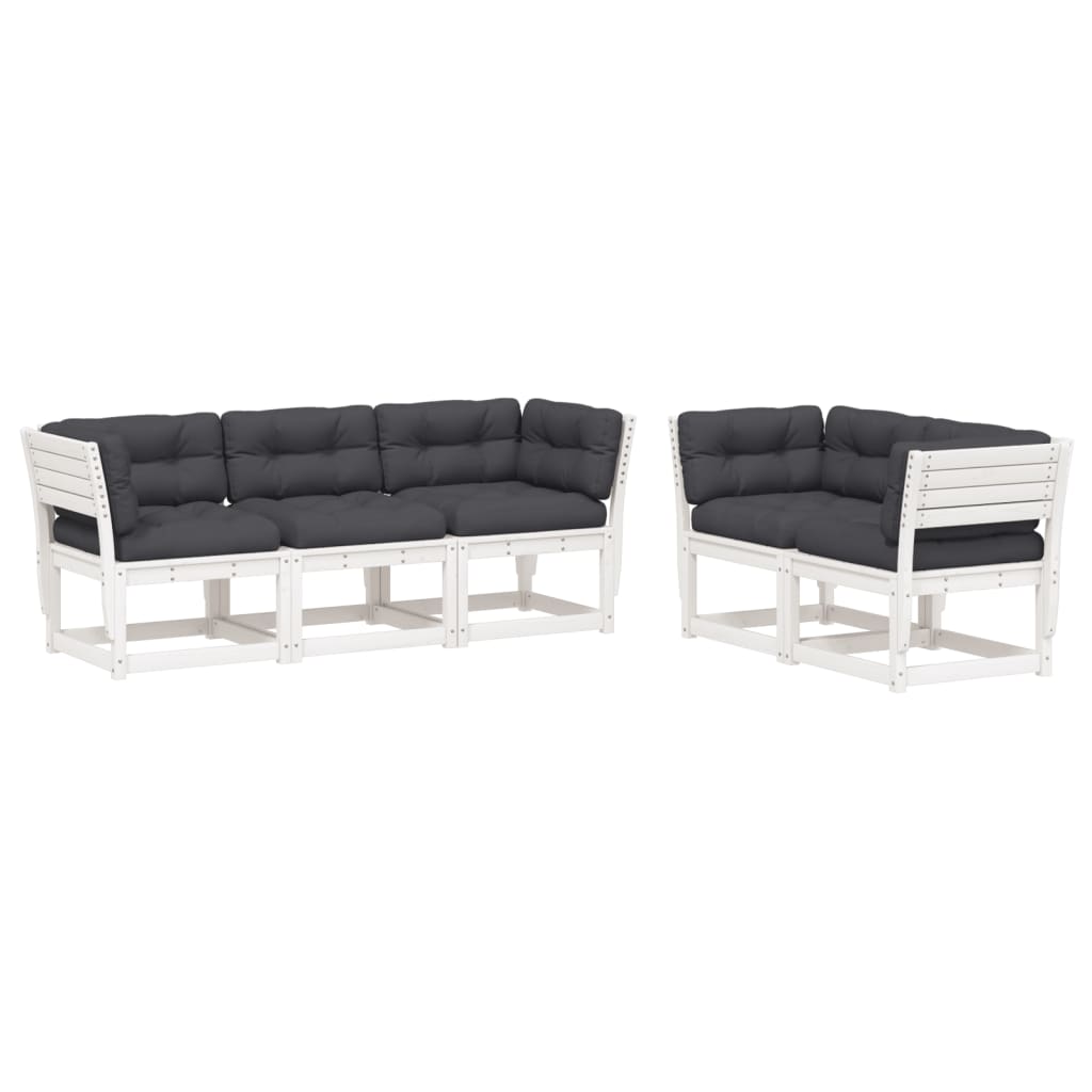 5-delige Loungeset met kussens massief grenenhout wit is nu te koop bij PeponiXL, paradijselijk wonen!