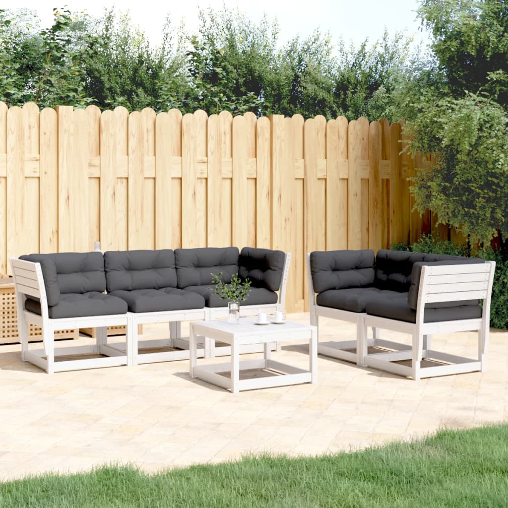 5-delige Loungeset met kussens massief grenenhout wit is nu te koop bij PeponiXL, paradijselijk wonen!