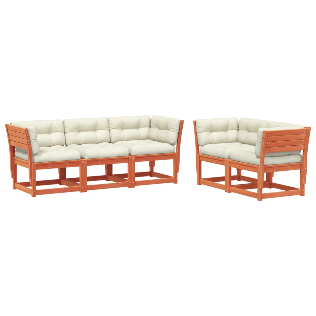 5-delige Loungeset met kussens massief grenenhout wasbruin is nu te koop bij PeponiXL, paradijselijk wonen!