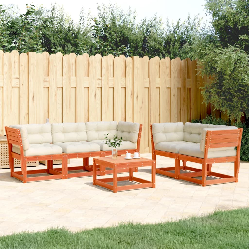 5-delige Loungeset met kussens massief grenenhout wasbruin is nu te koop bij PeponiXL, paradijselijk wonen!