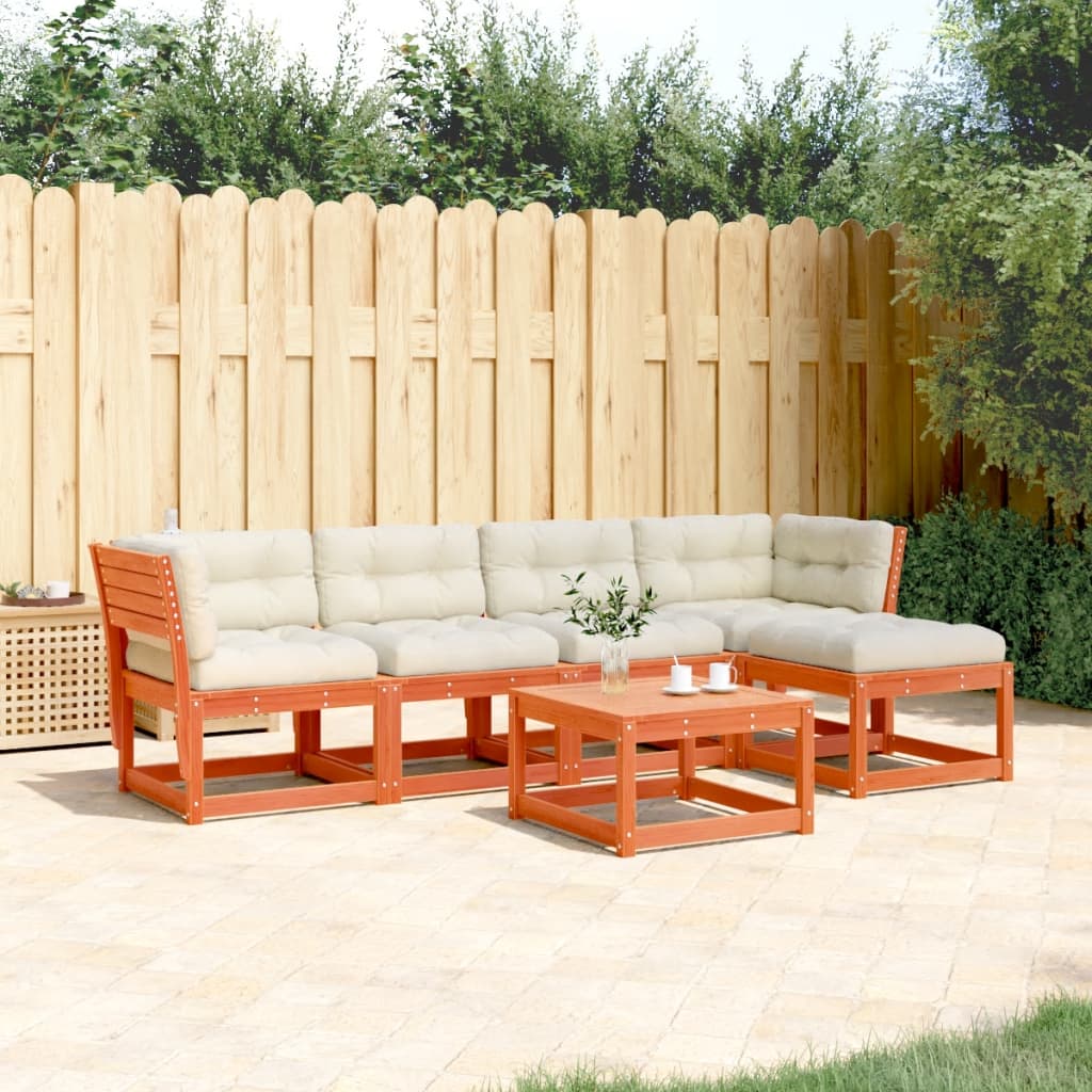 5-delige Loungeset met kussens massief grenenhout wasbruin is nu te koop bij PeponiXL, paradijselijk wonen!