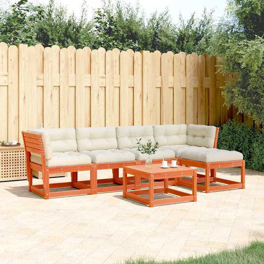 5-delige Loungeset met kussens massief grenenhout wasbruin is nu te koop bij PeponiXL, paradijselijk wonen!