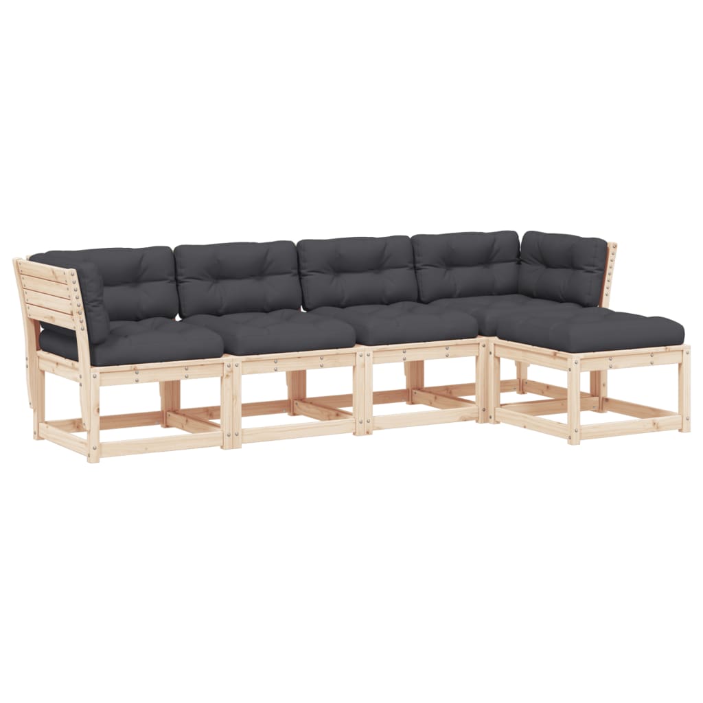 5-delige Loungeset met kussens massief grenenhout is nu te koop bij PeponiXL, paradijselijk wonen!