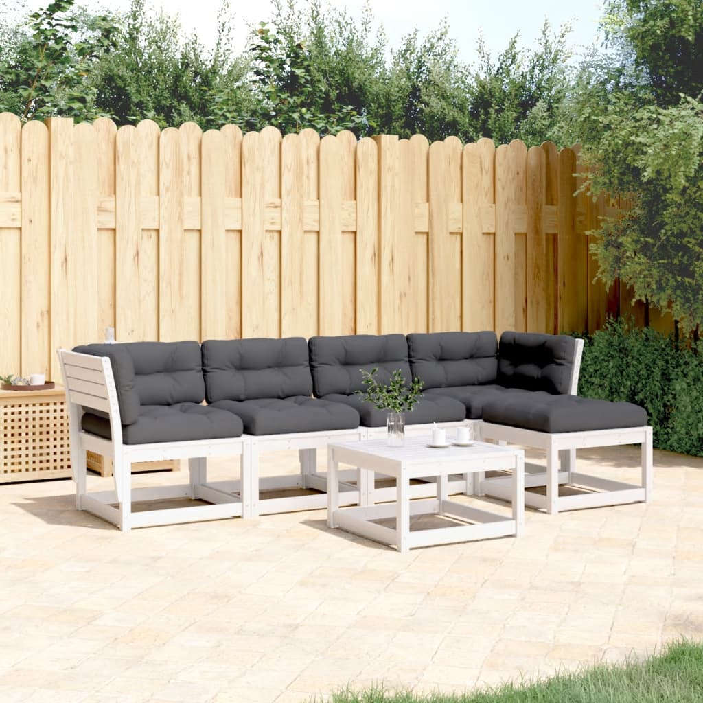 5-delige Loungeset met kussens massief grenenhout wit is nu te koop bij PeponiXL, paradijselijk wonen!