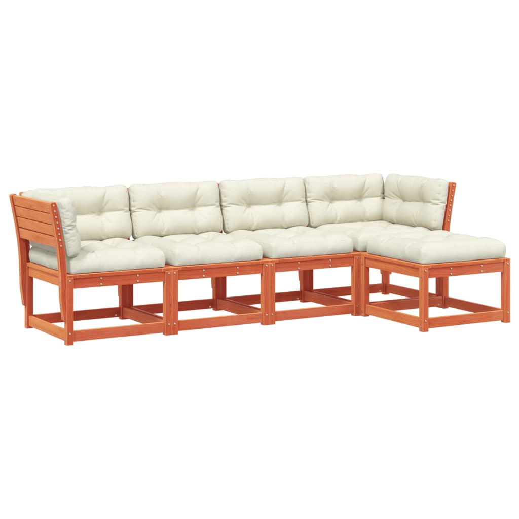 5-delige Loungeset met kussens massief grenenhout wasbruin is nu te koop bij PeponiXL, paradijselijk wonen!