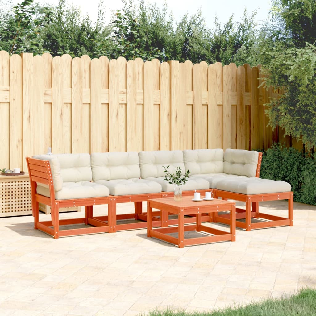 5-delige Loungeset met kussens massief grenenhout wasbruin is nu te koop bij PeponiXL, paradijselijk wonen!