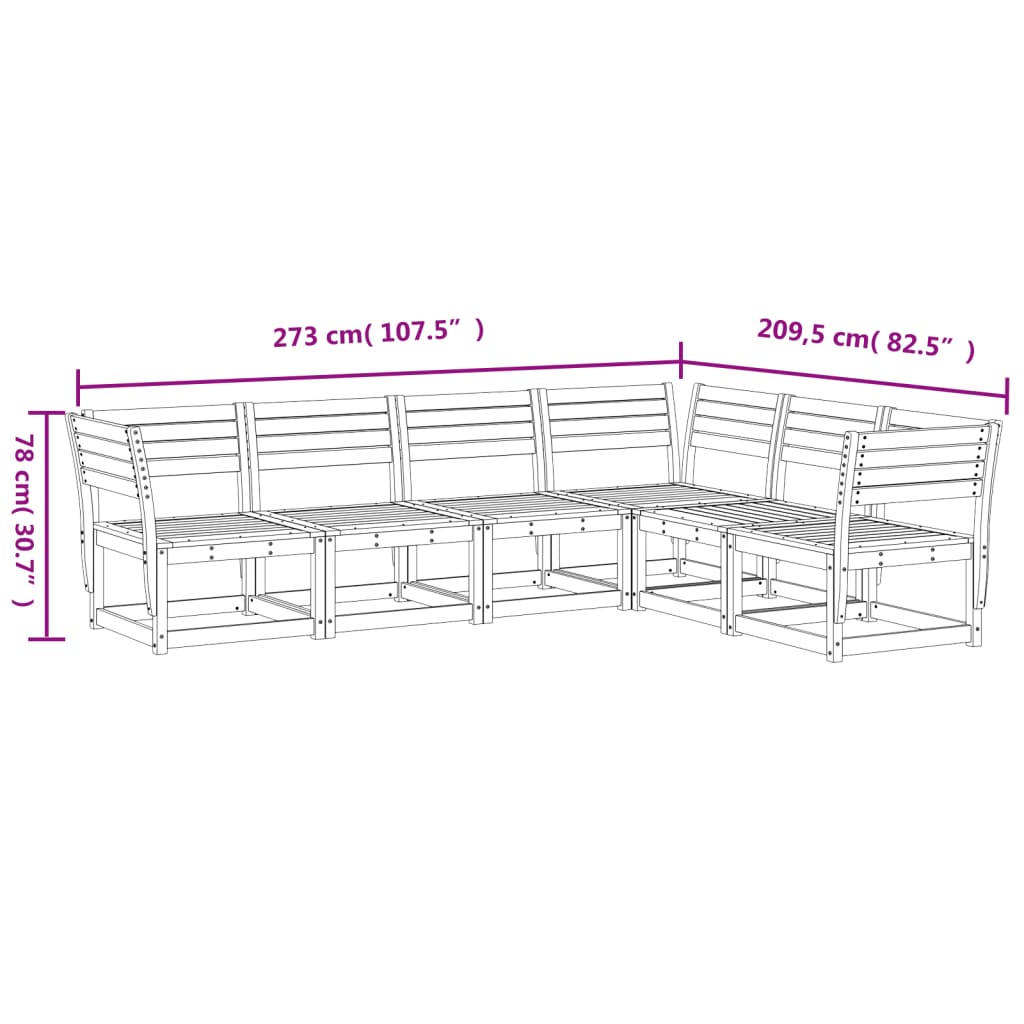 6-delige Loungeset massief grenenhout wasbruin is nu te koop bij PeponiXL, paradijselijk wonen!