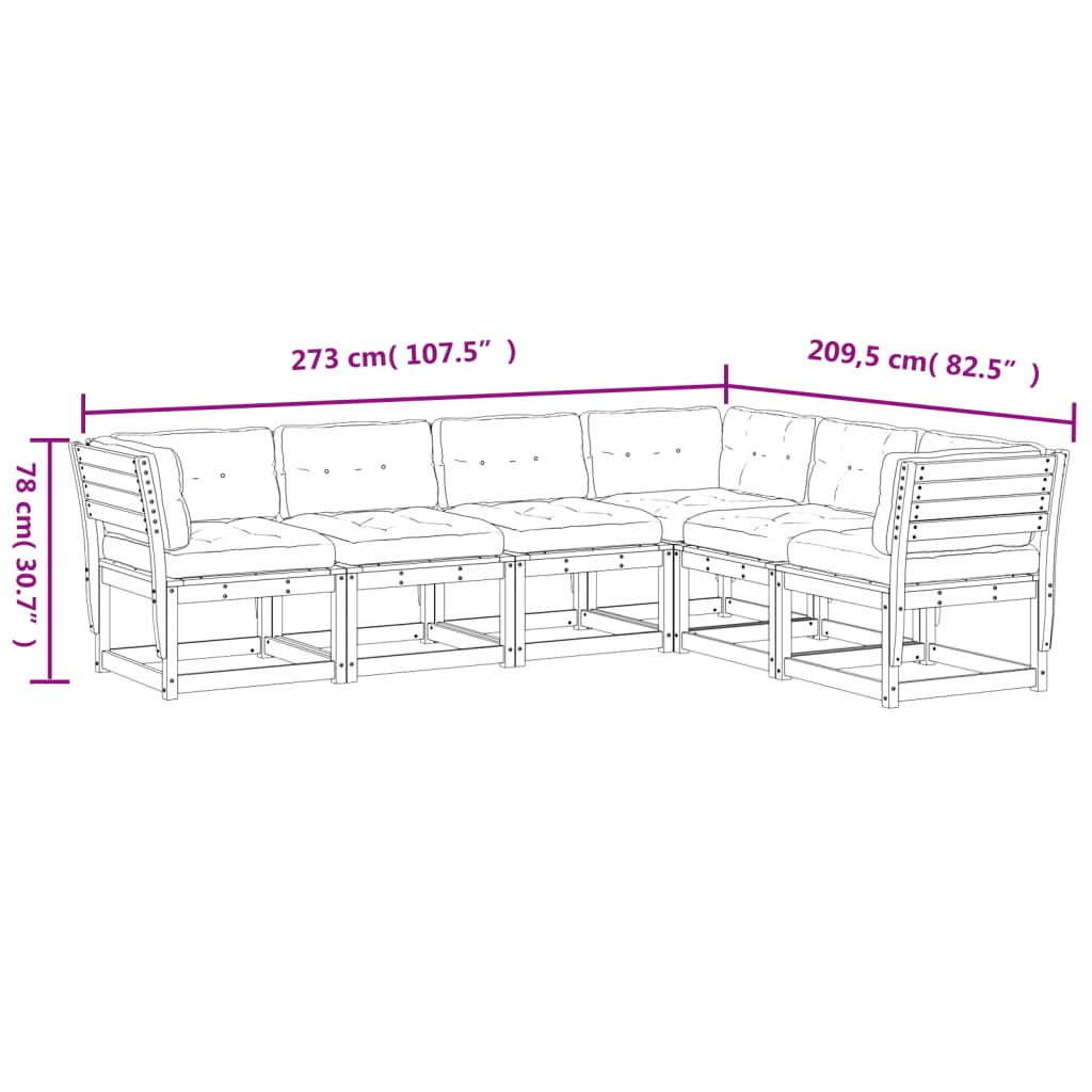 6-delige Loungeset met kussens massief grenenhout is nu te koop bij PeponiXL, paradijselijk wonen!