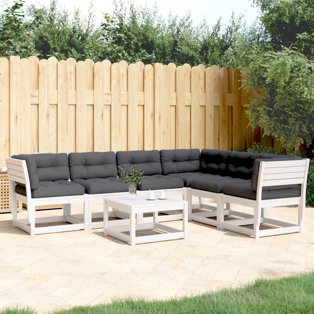 6-delige Loungeset met kussens massief grenenhout wit is nu te koop bij PeponiXL, paradijselijk wonen!