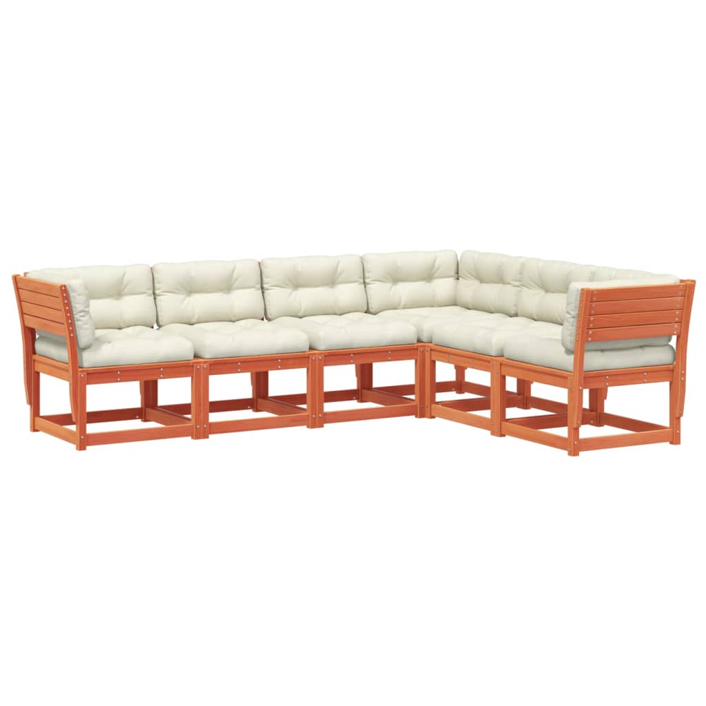 6-delige Loungeset met kussens massief grenenhout wasbruin is nu te koop bij PeponiXL, paradijselijk wonen!
