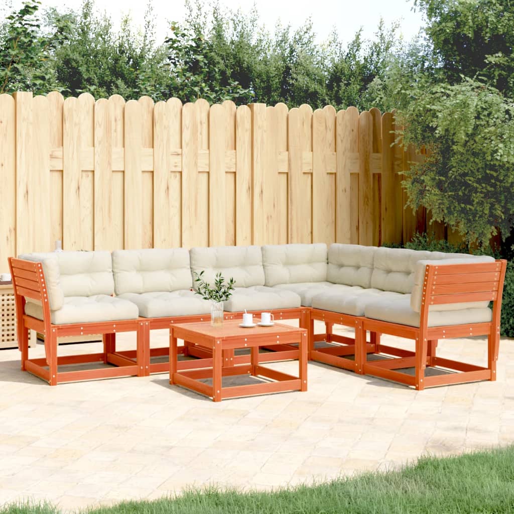 6-delige Loungeset met kussens massief grenenhout wasbruin is nu te koop bij PeponiXL, paradijselijk wonen!