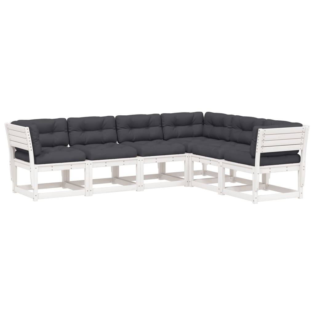 6-delige Loungeset met kussens massief grenenhout wit is nu te koop bij PeponiXL, paradijselijk wonen!