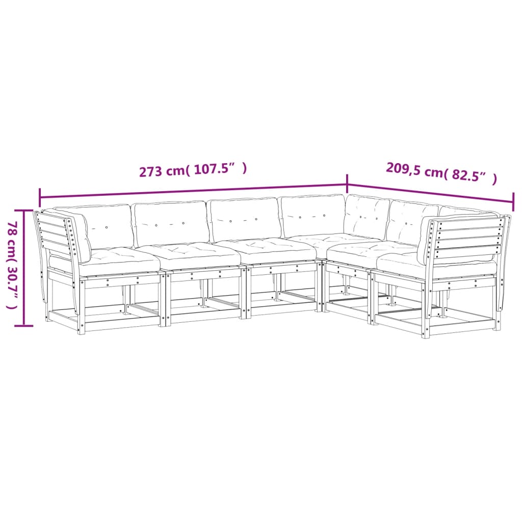 6-delige Loungeset met kussens massief grenenhout wit is nu te koop bij PeponiXL, paradijselijk wonen!