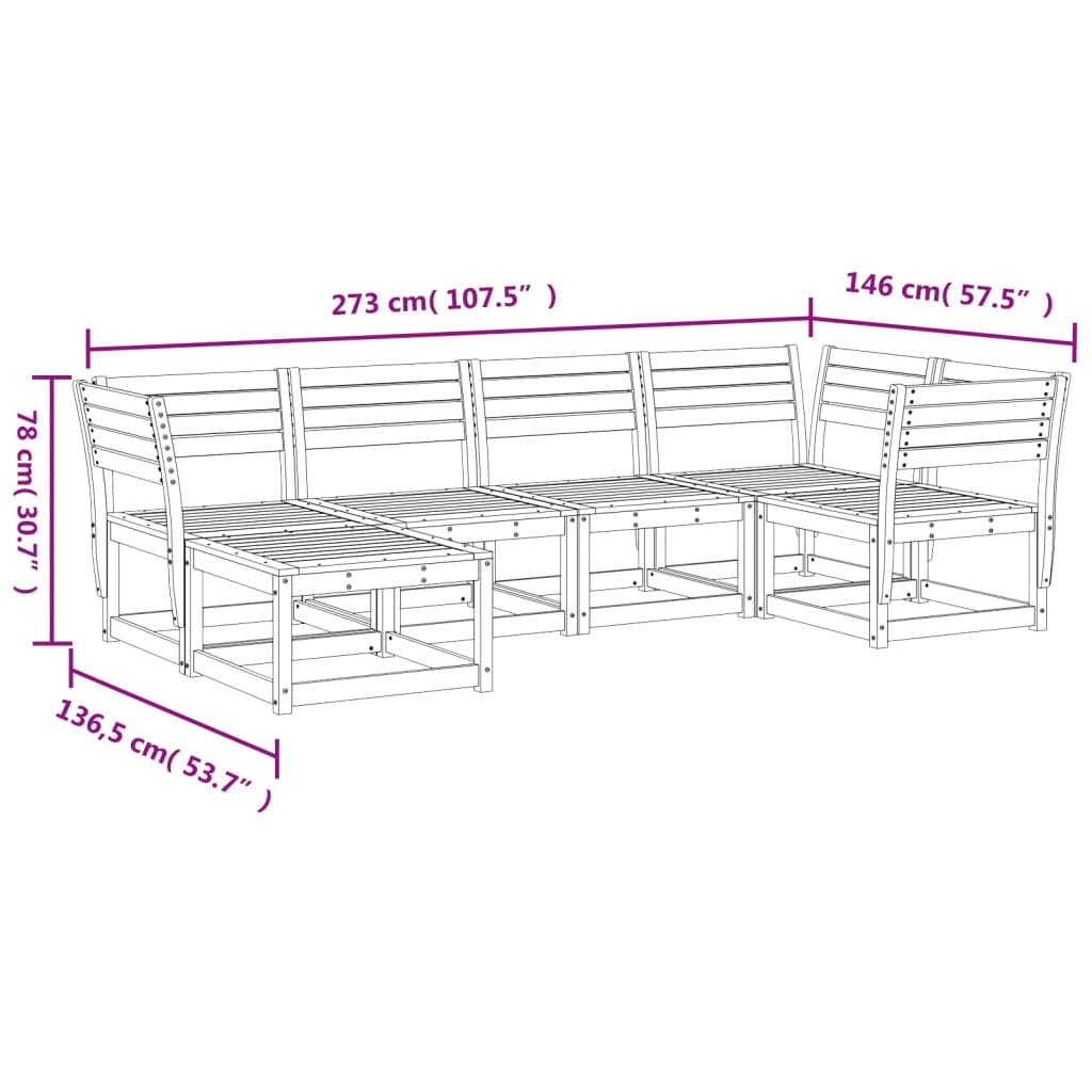 6-delige Loungeset massief grenenhout wit is nu te koop bij PeponiXL, paradijselijk wonen!