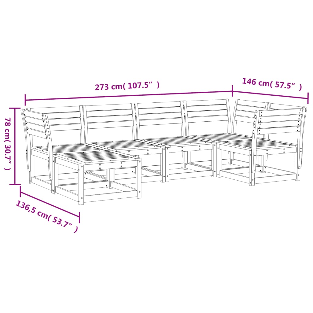 6-delige Loungeset massief grenenhout wasbruin is nu te koop bij PeponiXL, paradijselijk wonen!
