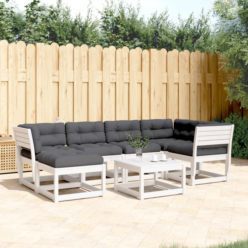 6-delige Loungeset met kussens massief grenenhout wit is nu te koop bij PeponiXL, paradijselijk wonen!