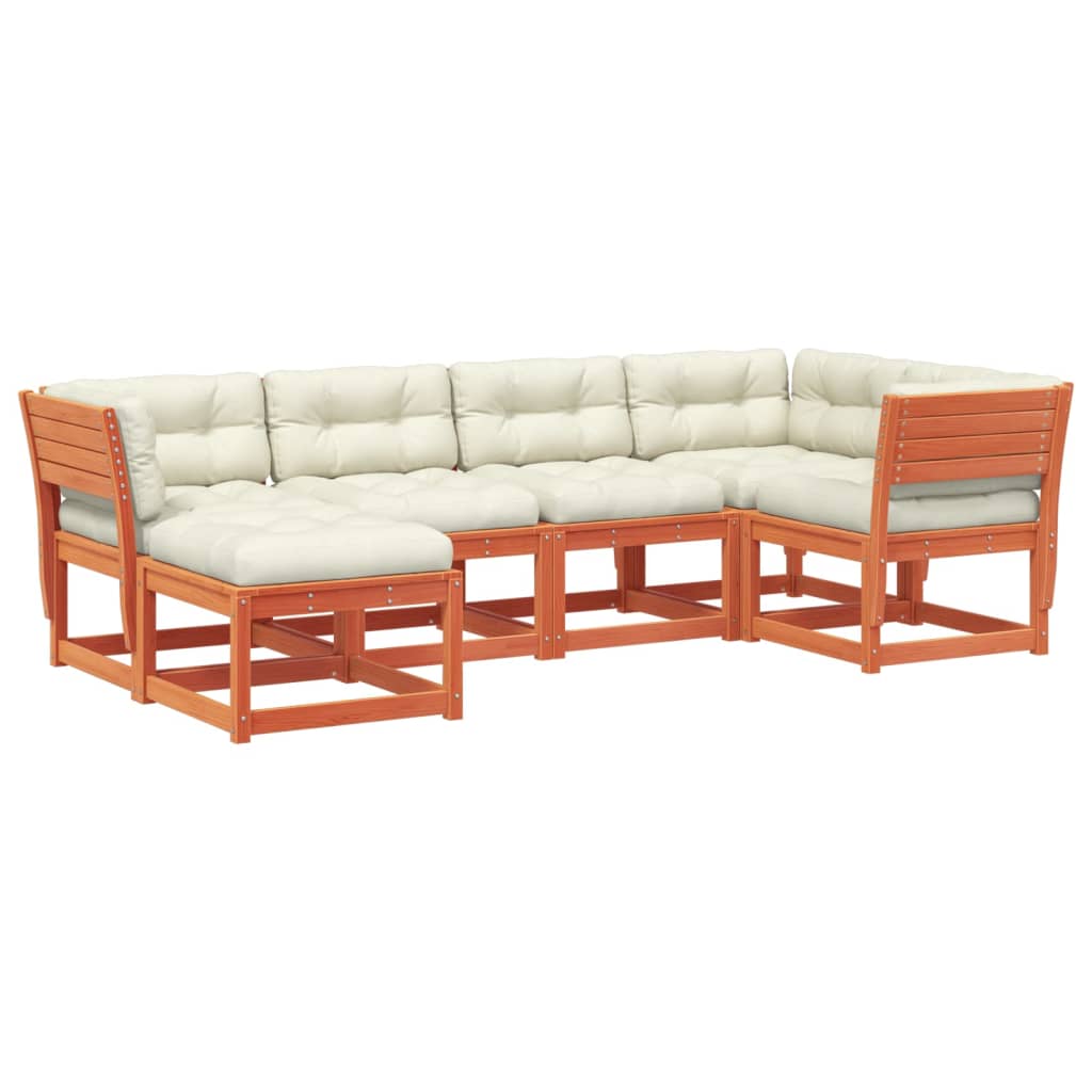 6-delige Loungeset met kussens massief grenenhout wasbruin is nu te koop bij PeponiXL, paradijselijk wonen!